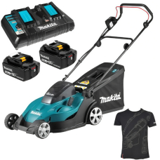 Акумуляторна газонокосарка Makita DLM432PT2, 2 акб 18 V 5 Ah, з/п, футболка L