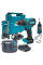 Аккумуляторная дрель-шуруповерт Makita LXT Basic DDF490WVE, 2 акб BLB182, з/у DCB18WA, набор сверл, набор бит с держателем, кейс