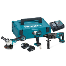 Акумуляторна шліфмашина Makita DGA511Z, ударний гвинтокрут Makita DTD158Z, перфоратор Makita DHR241Z, 2 акб BL1830B, з/п DC18RC, Makpac